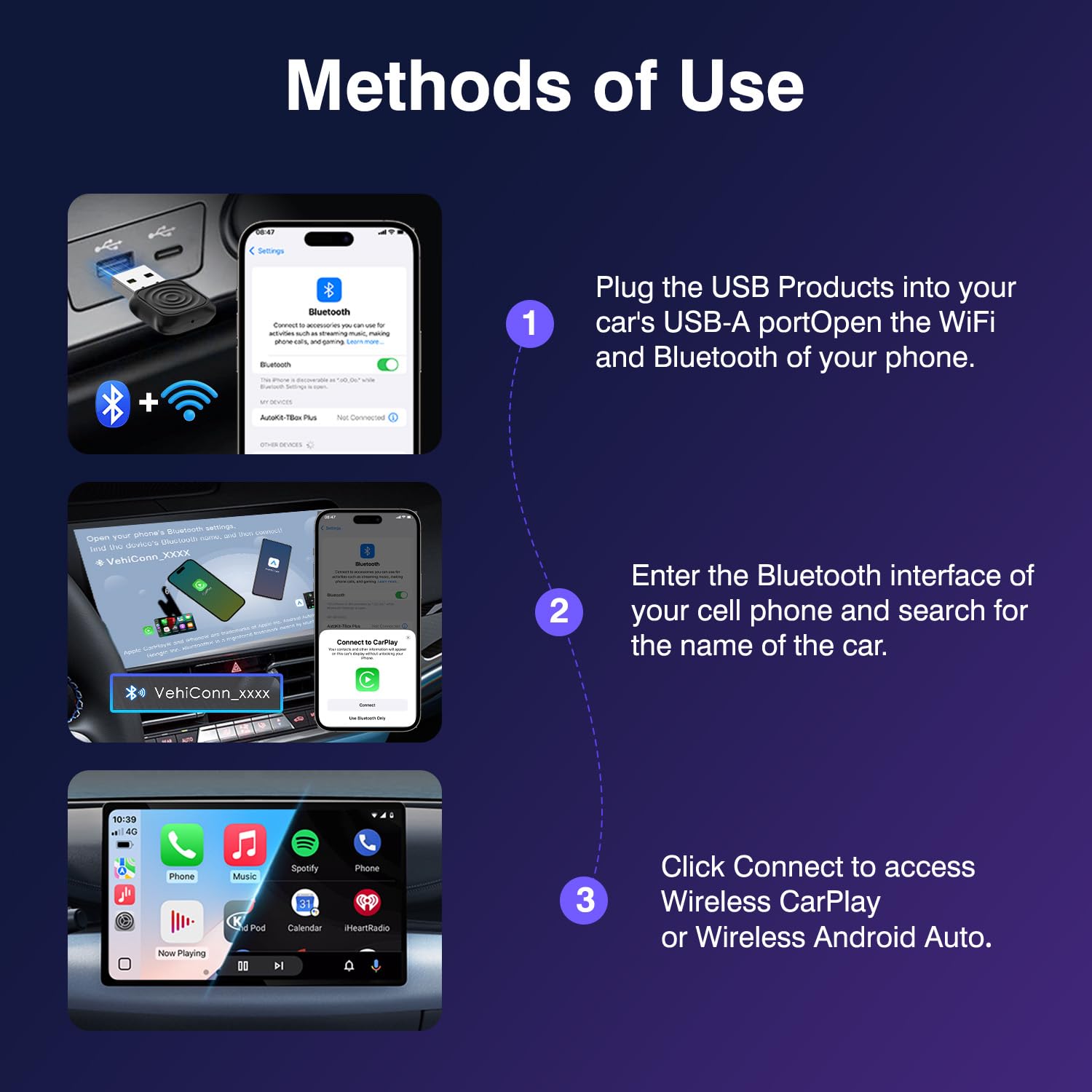 Carlinkit Bezprzewodowy Adapter USB Mini Ultra dla Przewodowego CarPlay i Android Auto - Plug & Play