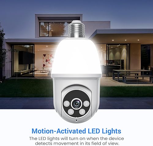 Miniatura 4 de Cámara de seguridad con bombilla de 1080p, cámara domo panorámica de 360, vista en vivo, detección humana AI, audio de 2 vías, visión nocturna a