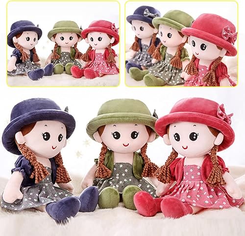 Miniatura 6 de Ikasus Muñeca de princesa de peluche con ropa, sombrero y falda, linda muñeca suave para niños, color verde