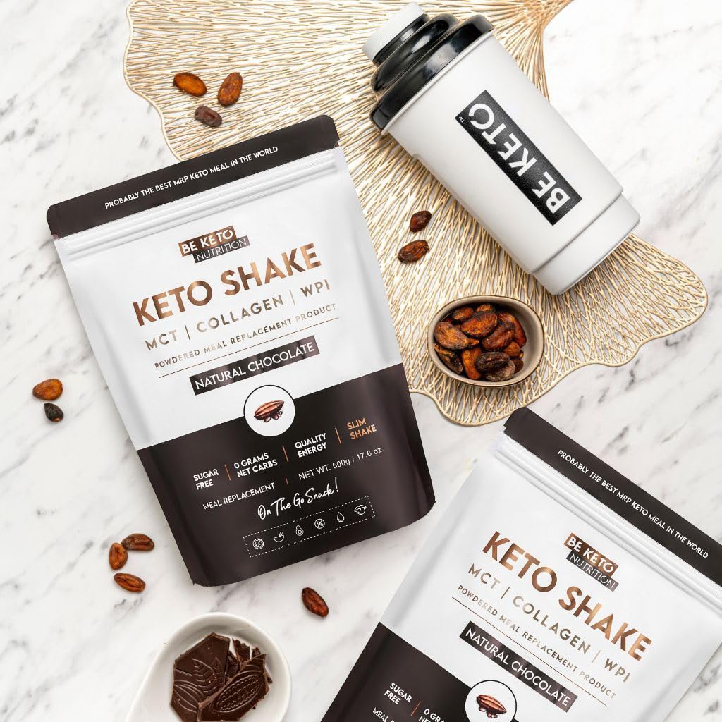 Be Keto Diet Shake Chocolat Naturel 500g | Triple Action : Whey Isolat + Huile MCT BIO + Collagène Grass-Fed | 61g Protéines/100g | 8,2g Glucides | Perte de Poids | Satiété Durable | Sans Sucre Ajouté