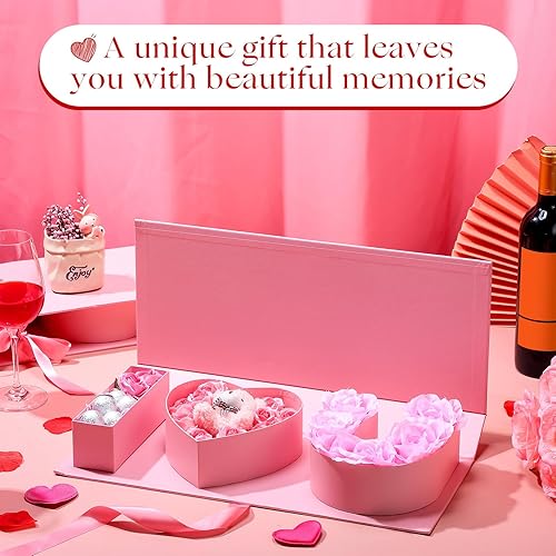 Miniatura 3 de Engrowtic Paquete de 2 cajas rellenables con forma de letra "I Love You" para flores, cartón vacío, carta, caja de regalo de papel rellenable, con
