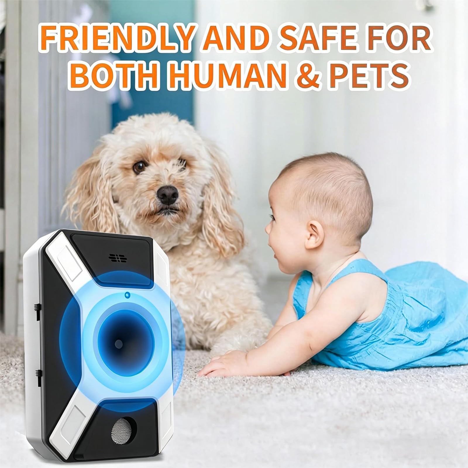 Billg Anti Aboiement Chien, 3 Réglable Fréquence Ultrasons Dispositifs Anti-aboiements, 50 Pieds Rechargeable Dispositif Dissuasion, Sifflet Ultrasonique pour Chiens intérieurs et Extérieurs