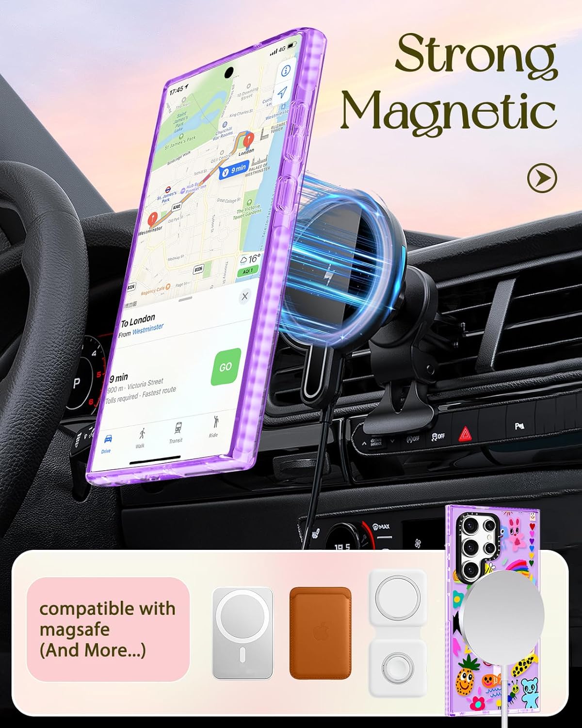 for Samsung Galaxy S23 Ultra Case for Women - Girls Cute Design Compatible with Magsafe Magnetic Ring Holder Stand Art Crayon Painting Phone Covers Aesthetic Girly TPU Funda for S23 Ultra