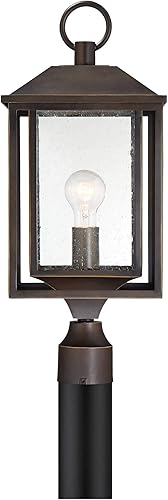 Miniatura 6 de John Timberland Califa Mission - Lámpara de poste para exteriores, metal bronce marrón, 21 1/2 pulgadas, vidrio transparente texturizado para