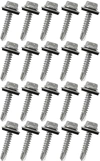 20pcs #10 x 1 Inch Metal Roofing Screws Galvanized Hex Head Sheet Metal Roof Screw for Corrugated Roofing