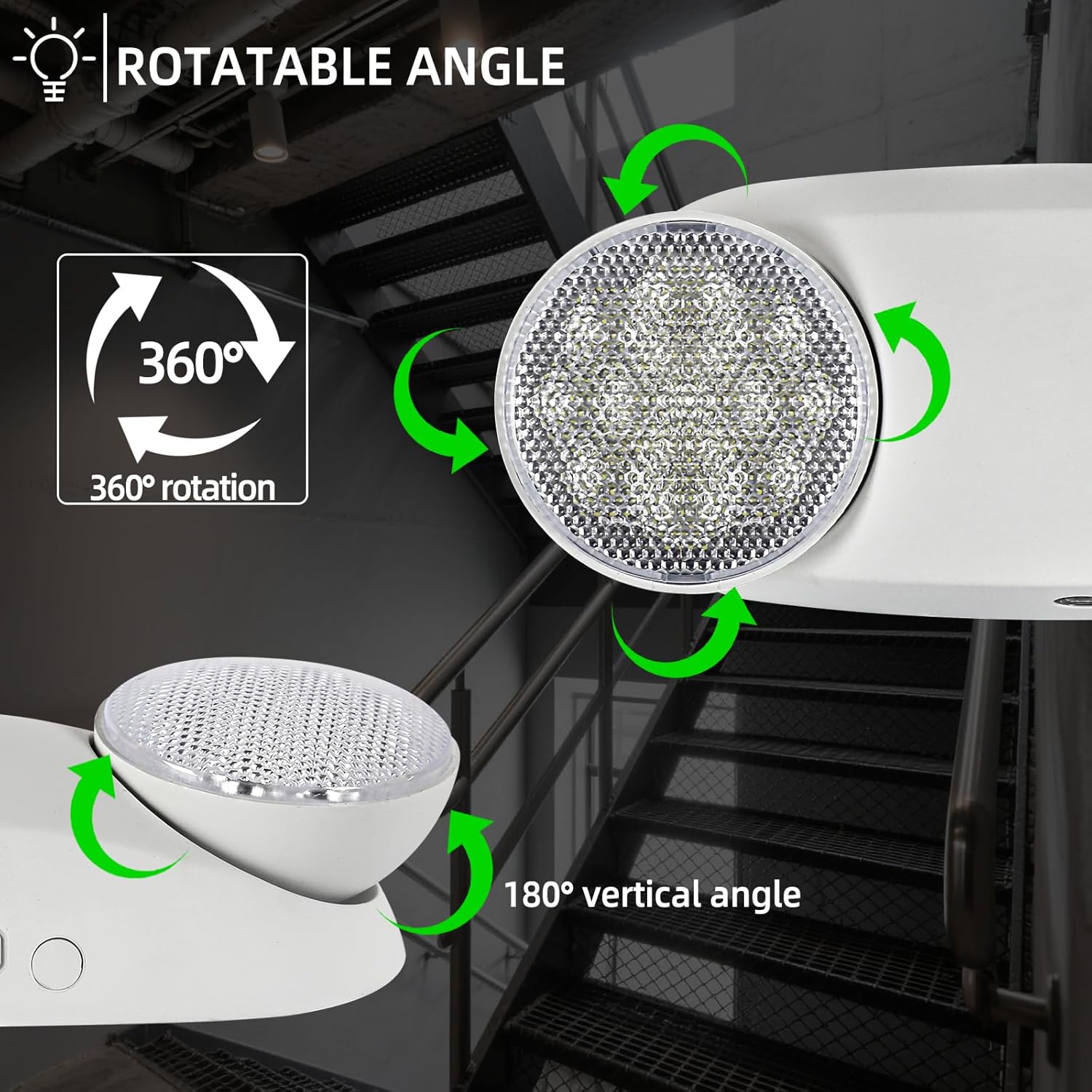 Emergency Light, Emergency Lighting with Battery Backup，Commercial Emergency Lights Combo for Business, Two Adjustable Heads,UL Listed,120V/277V AC, 2 Pack