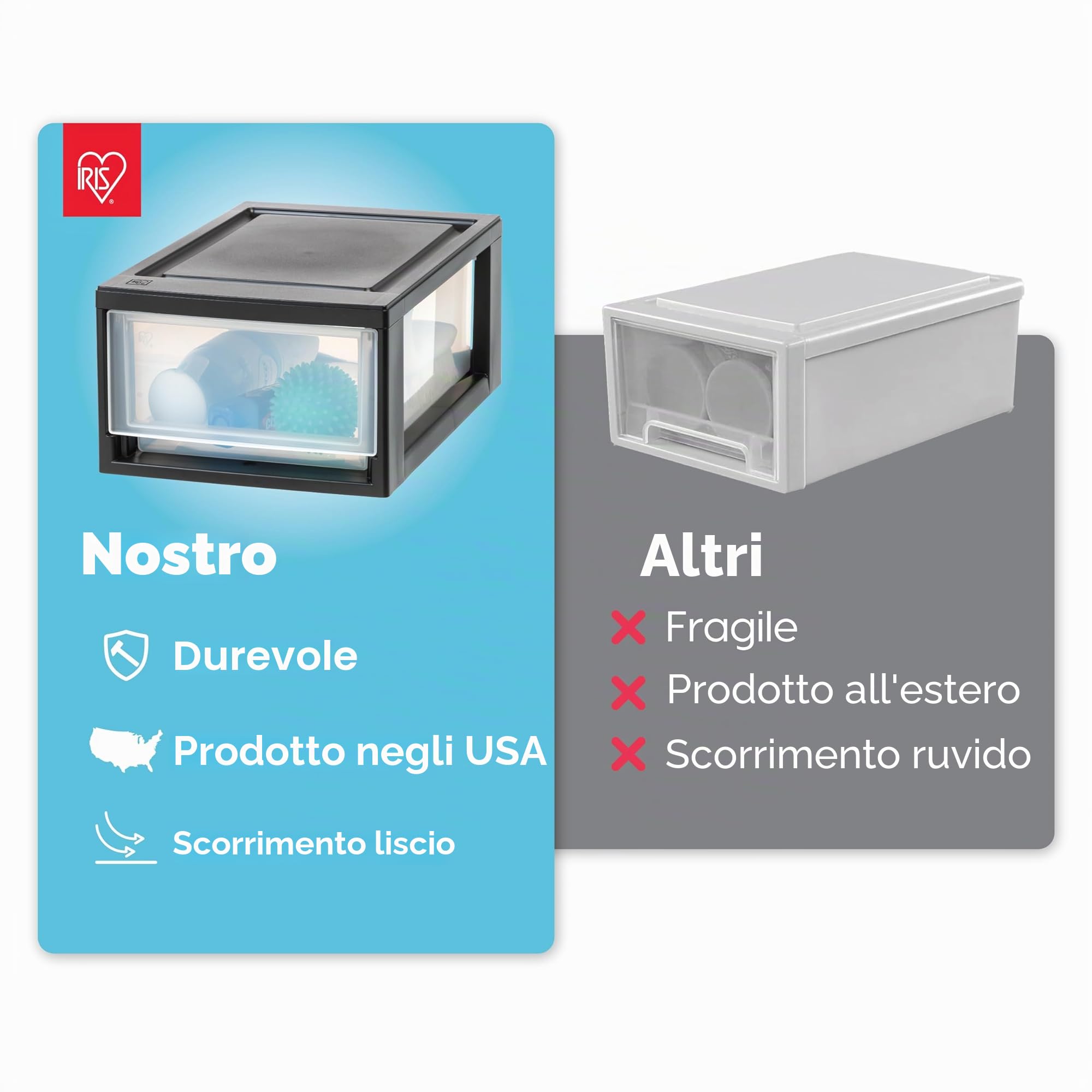 Iris Ohyama, Cassetto di stoccaggio, Torre di stoccaggio in plastica per ufficio, Set di 4, MSD-1, nero