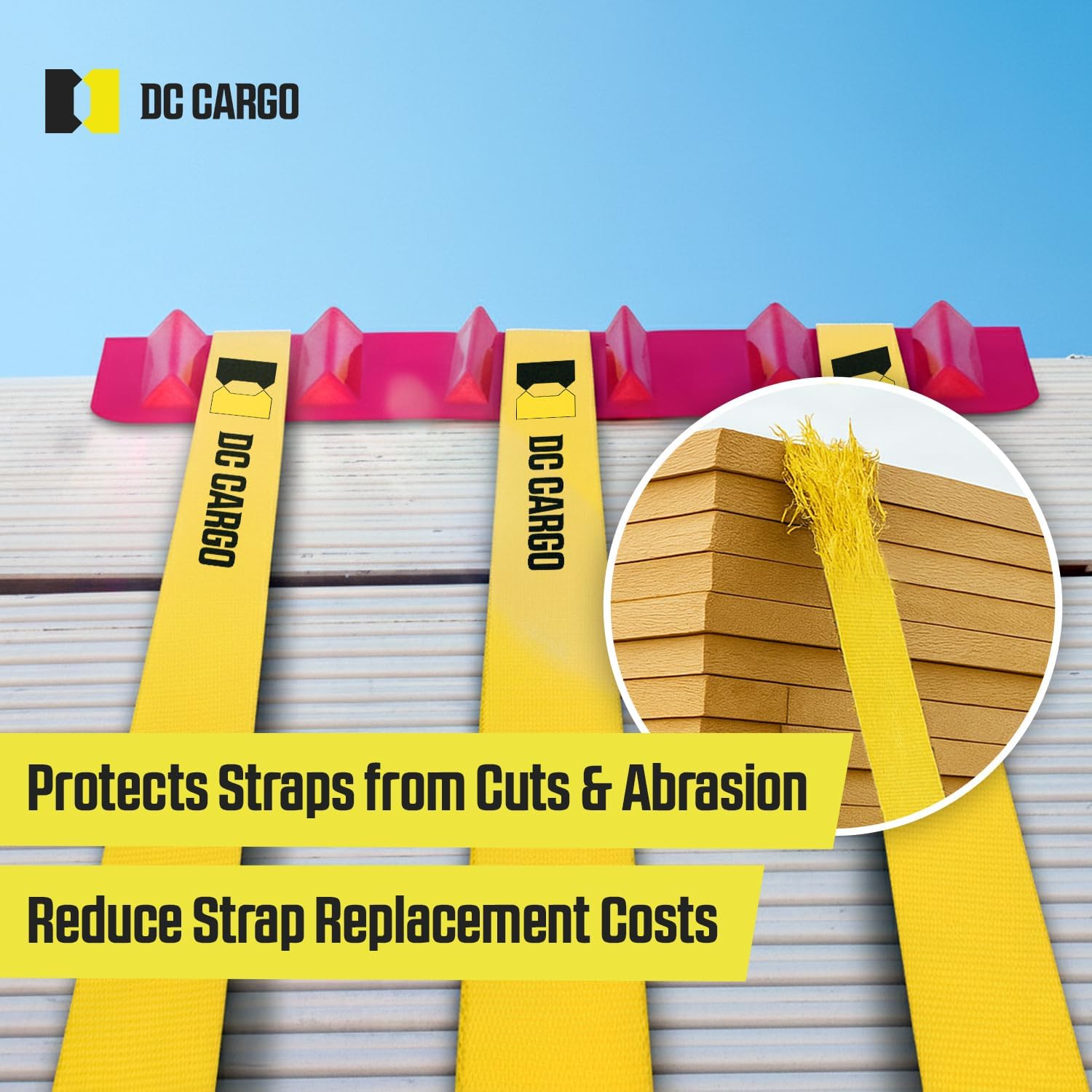 DC Cargo - Heavy-Duty Edge Protectors, 8"x8"x36" (Pack of 4) Strap Protectors for Flatbed Equipment, Unparalleled Cargo Management Solutions for Truckers, Contractors, and Outdoor Enthusiasts