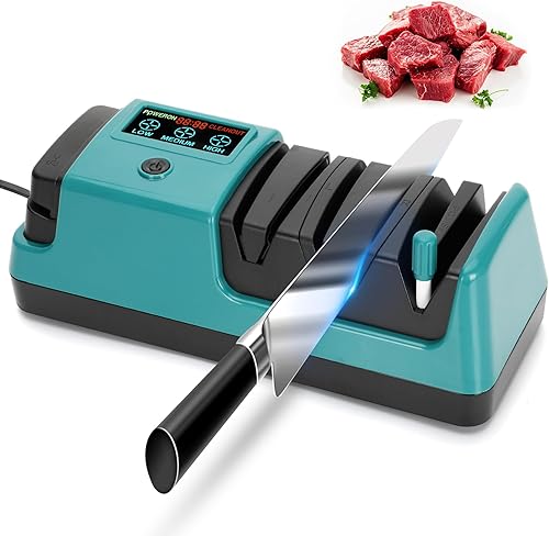 Afilador de cuchillos eléctrico 5 en 1, verde