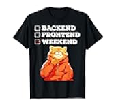 Funny Full Stack Programmer Weekend Cat Coder Developer Meme T-Shirt for Men Women Girls Kids