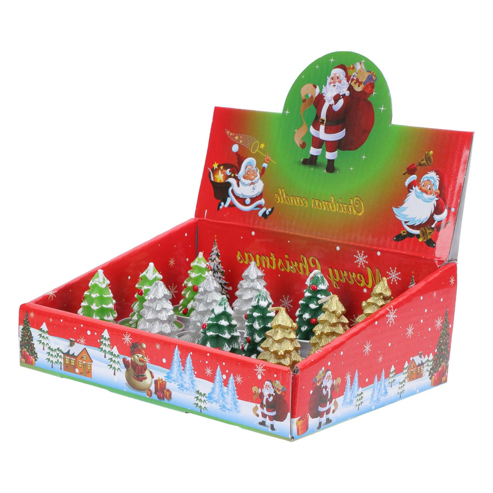 PRETYZOOM 12piezas Velas Navideñas Aromáticas Caja de Obsequio Decorativa para Fiestas Diseño de Árbol de Navidad para Decorar Fiestas de Navidad y Crear Ambiente Festivo