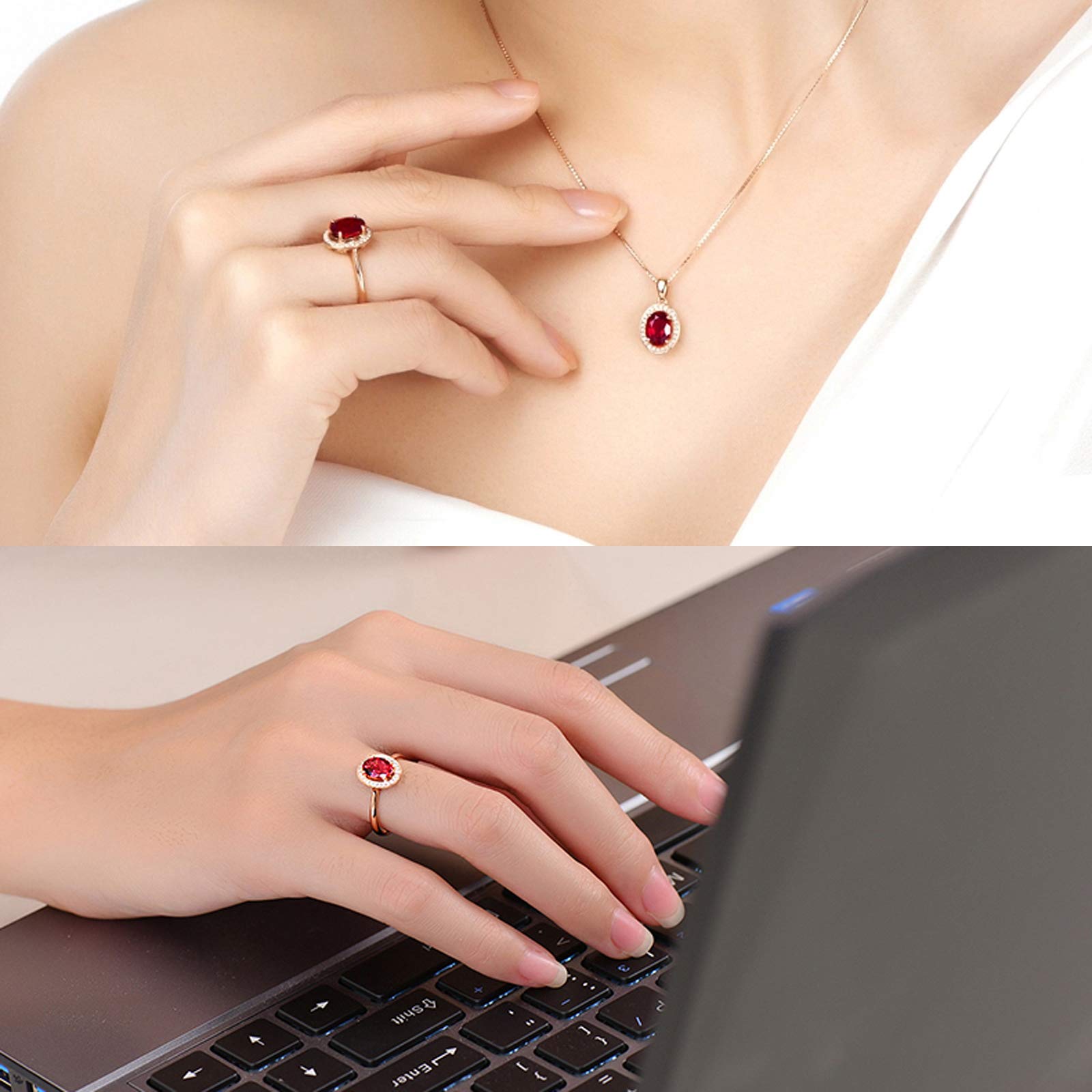 Beydodo Pierścionek zaręczynowy różowe złoto 750 diament Halo z owalną turmaliną 0,8/1,3 ct pierścionek ślubny dla kobiet e 18 karatów (750) czerwone złoto, 61 (19,4), colore: 0.8ct, cod. TLLWGZ801