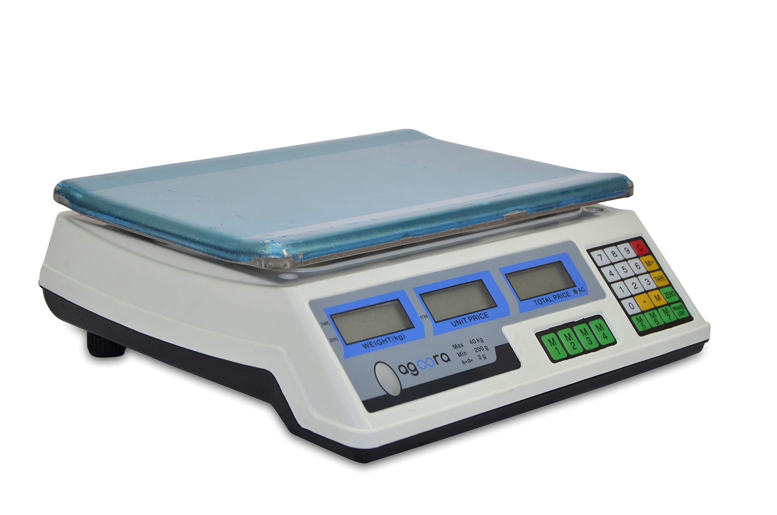 Bascula Comercial 40kg/2g, Plataforma de Acero Inoxidable 33x24cm, Batería Interna Recargable con 40 Horas de Autonomía, Balanza Digital Profesional Para Hostelería, Bollería, Frutería