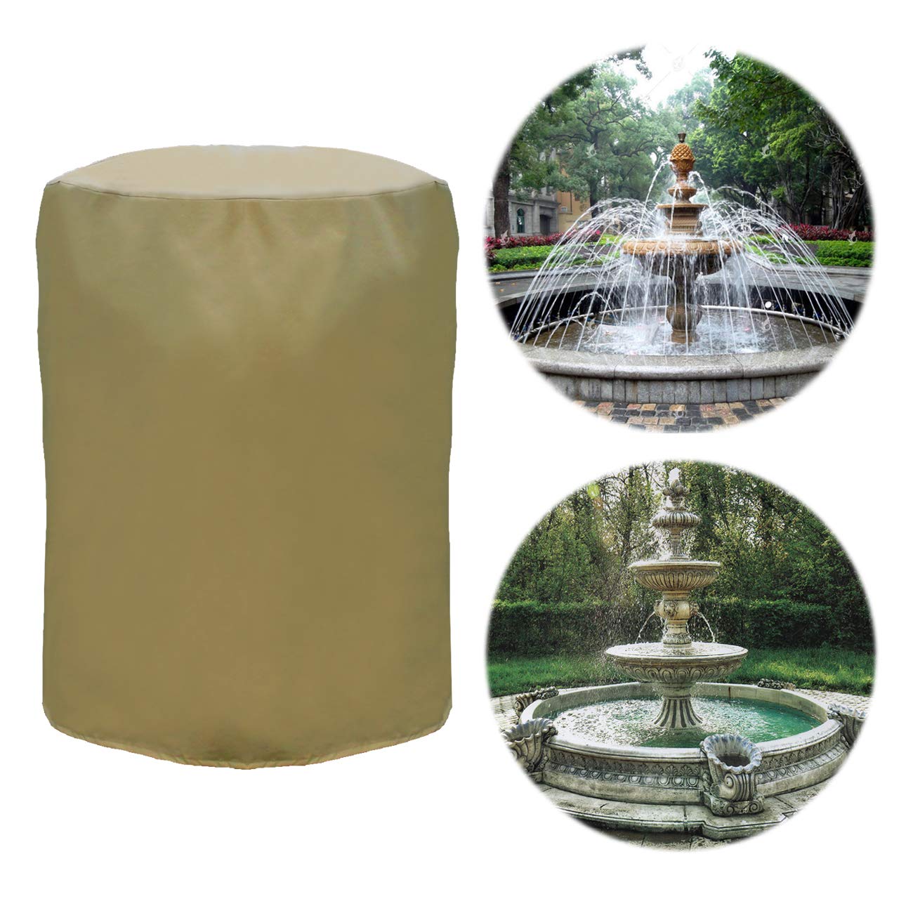 Ogrmar Copertura per fontana da giardino, 96,5 x 177,8 cm, in tessuto Oxford 600D, impermeabile, antipolvere, con coulisse di bloccaggio, per statua di fontana da giardino invernale (96,5 x 177,8 cm)