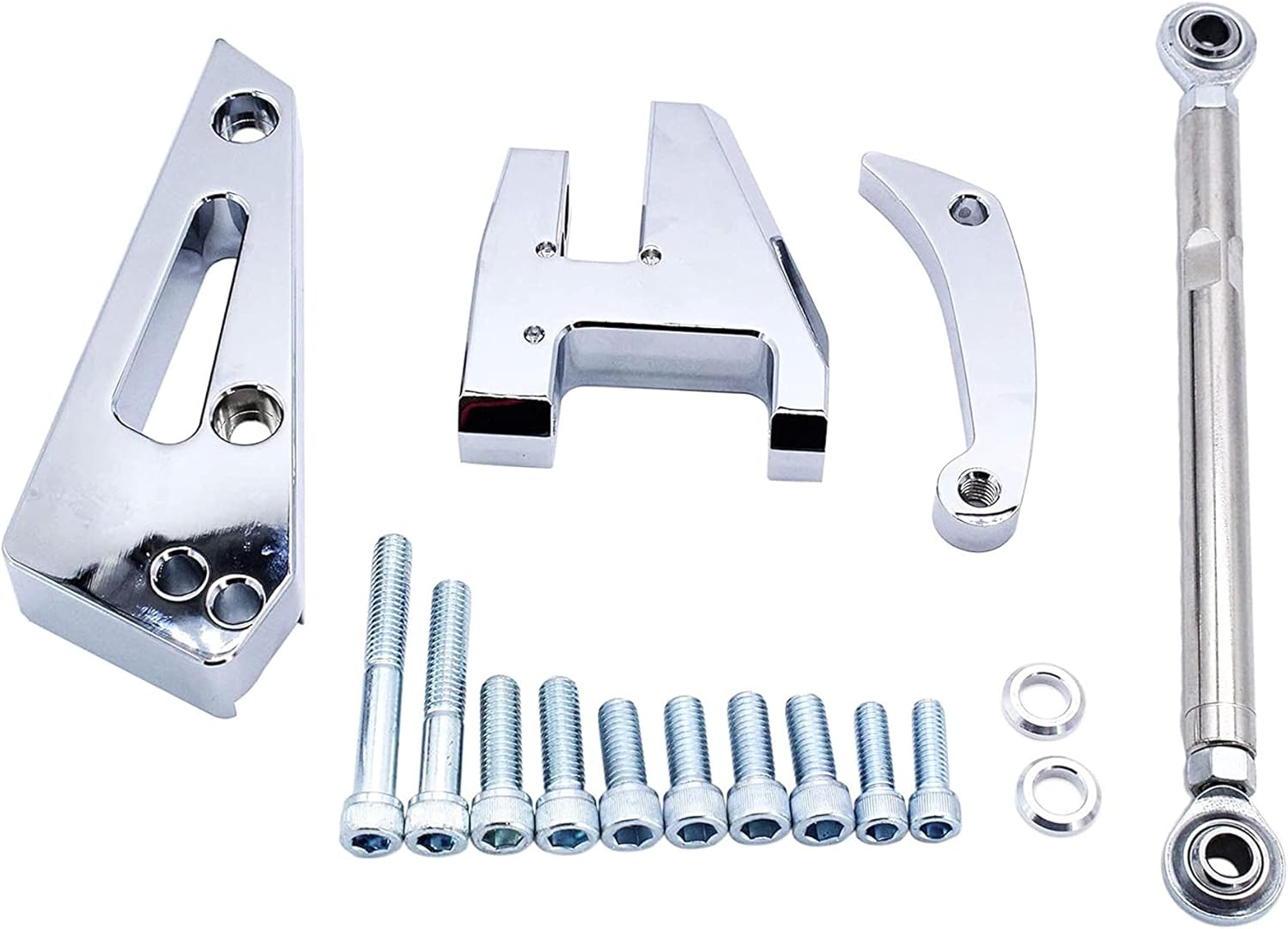 Small Block Chevy with Short Water Pump Chrome Alternator Bracket Kit SBC SWP