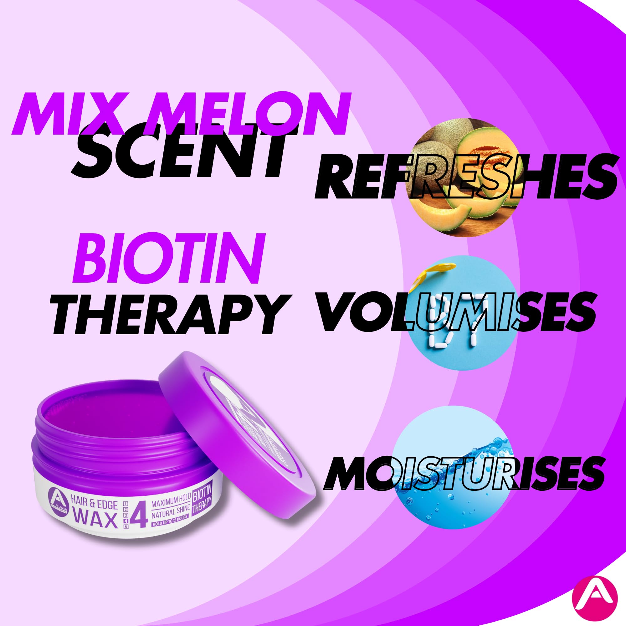 Allored Professional Biotin Therapy Hair Edge Styling Wax, Strong Hold Gummy Wax with Mix Melon Scent - Image 3