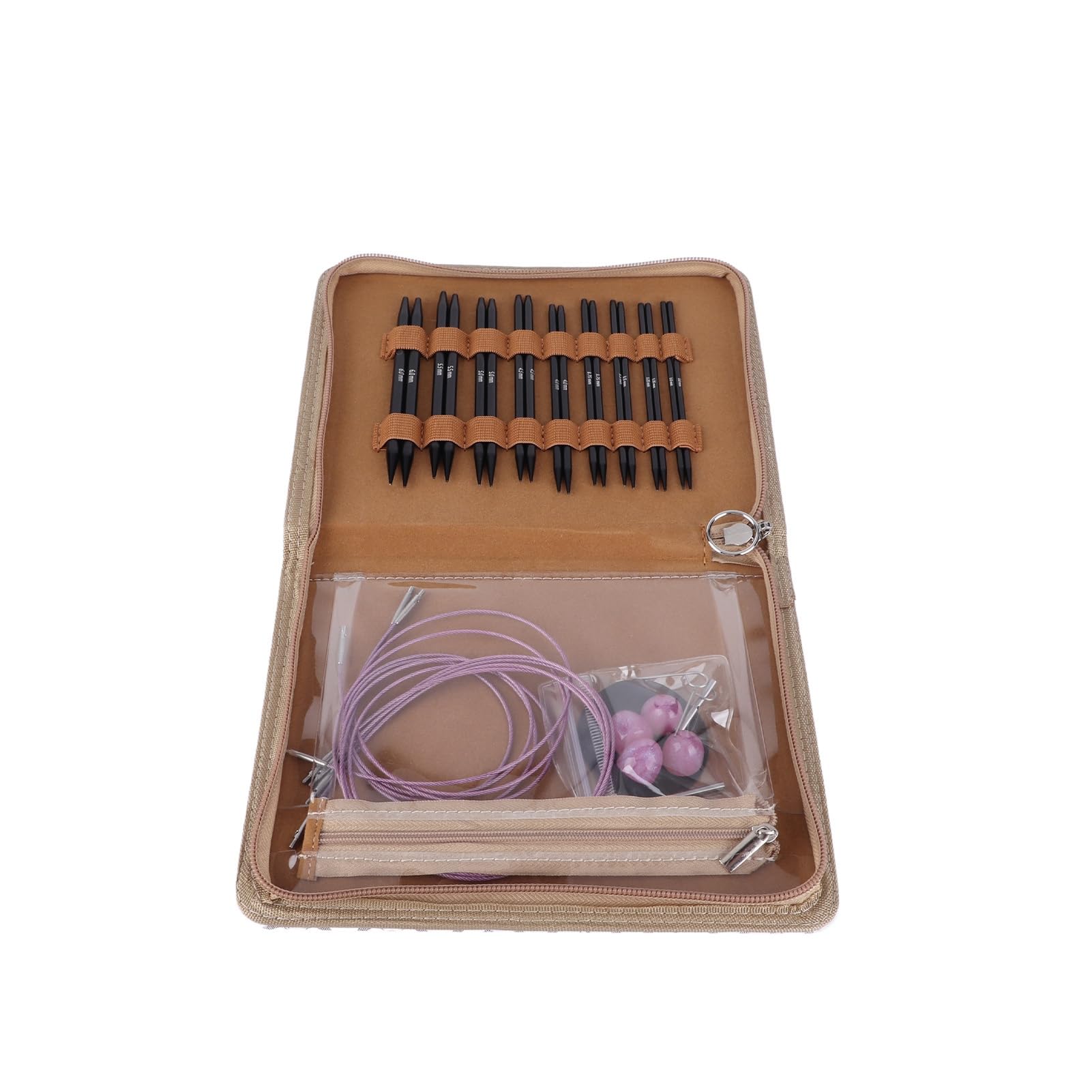 Juego de agujas de tejer circulares, juego de agujas circulares ergonómicas intercambiables de 3 a 6 mm con bolsa de almacenamiento para manualidades, entusiastas, tejedores, principiantes