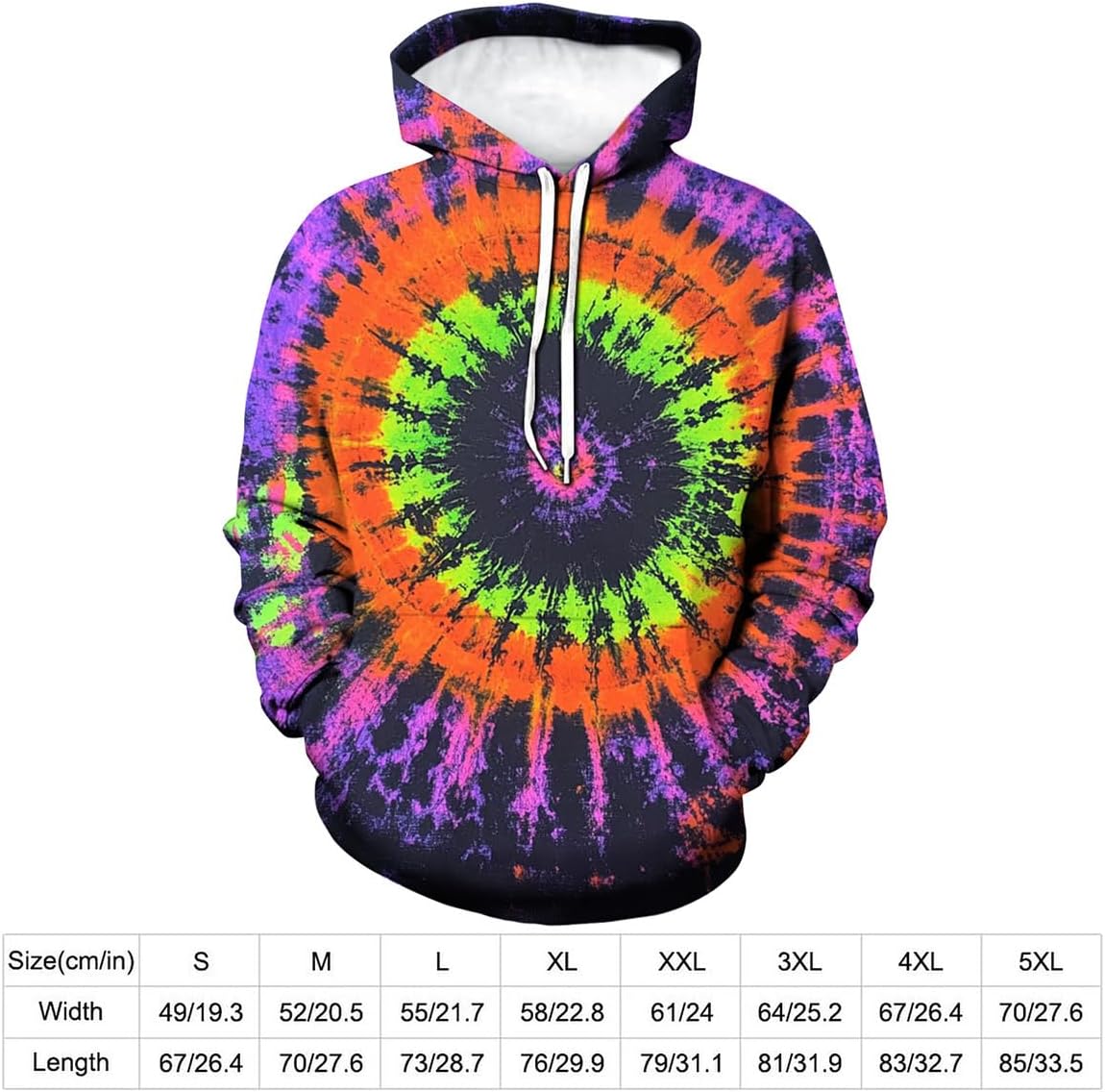 Psychedelic Tie-Dye Hoodie Unisex Pullover Sweatshirt with Vibrant Spiral Design - Image 4