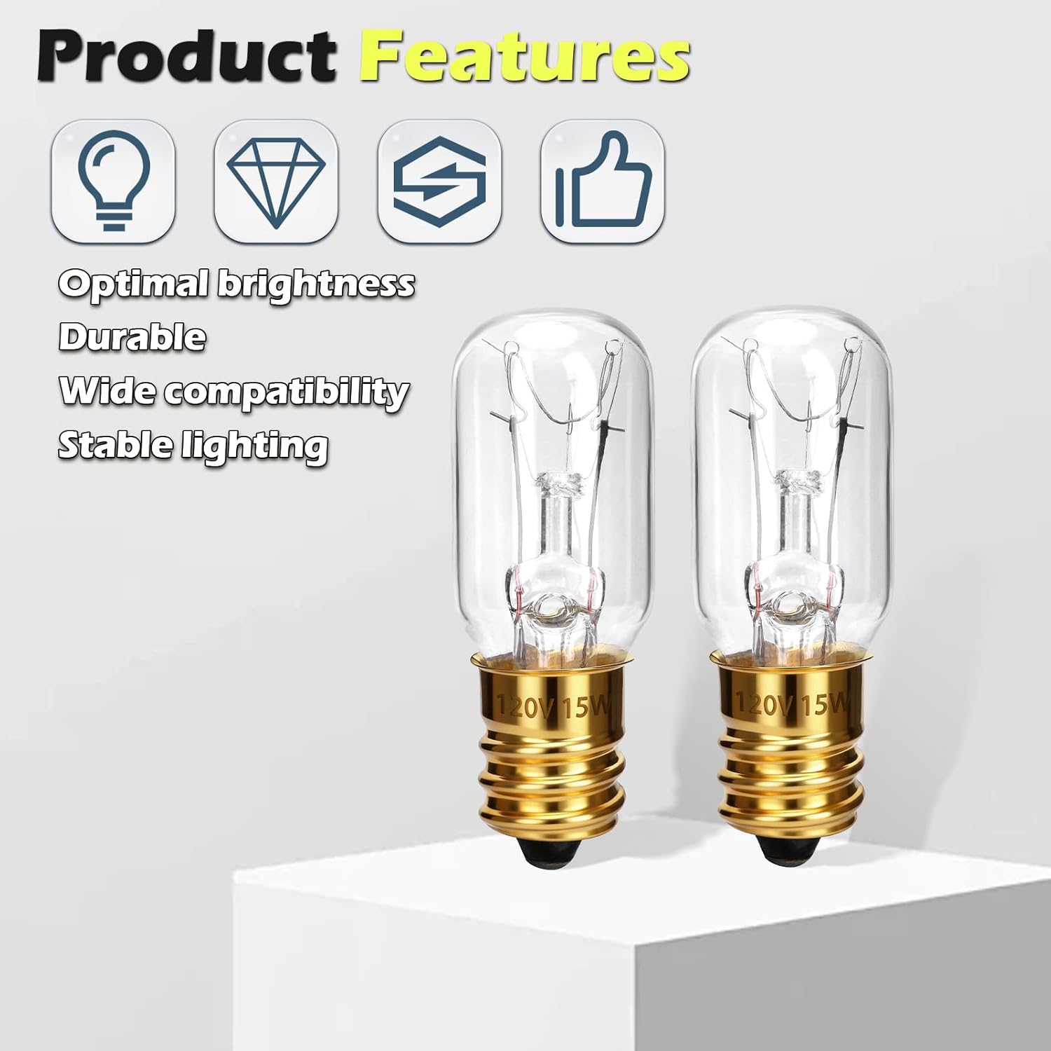 LikeLion 15-watt T4 Incandescent Bulb for SL/XL Lights, Clear, E12 Base, Pack of 2