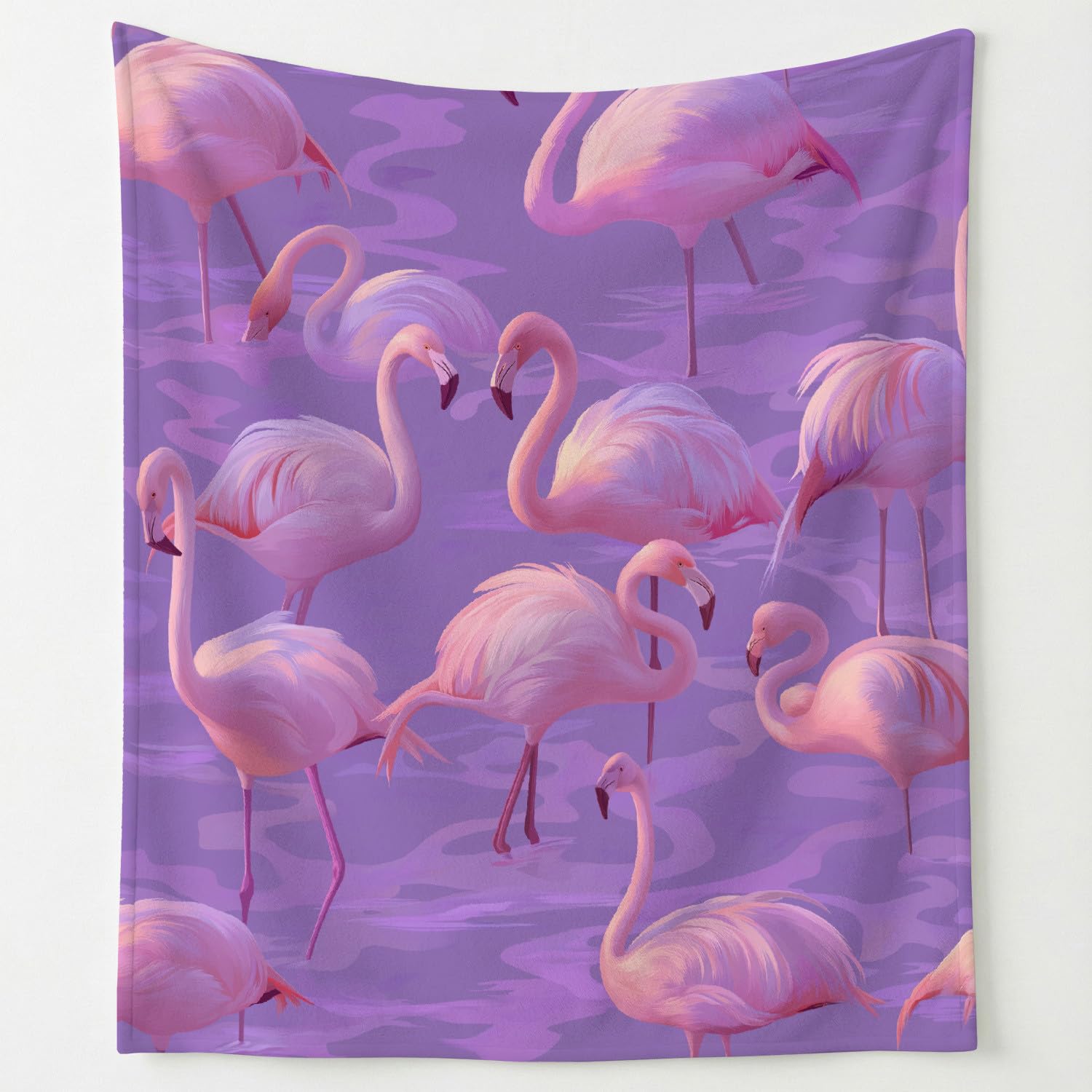 Różowy miękki koc, bardzo miękki w 100% z mikrofibry, ptak flanelowy koc polarowy, 150 x 200 cm, łatwy w pielęgnacji i trwały, różowy flamingi Fantasy Plaid na sofę
