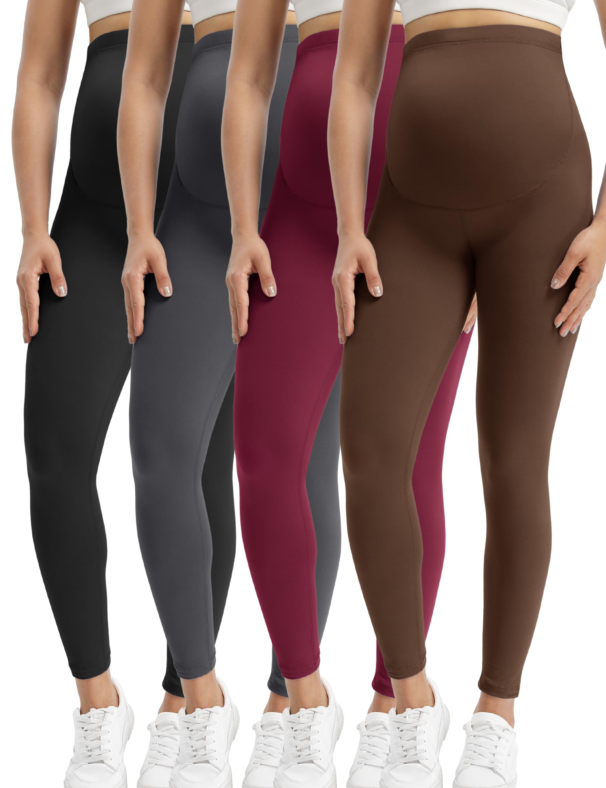 Buttergene 4 Pack Women's Creamlush Maternity Leggings Maternity Yoga Pants Pregnancy Leggings Maternity Clothes