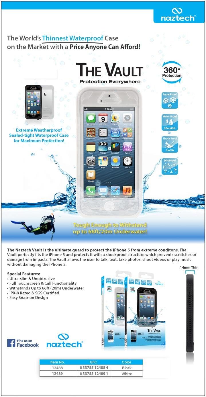 Naztech 12488 Vault iPhone 5/5S Waterproof Protective Phone Case - Black