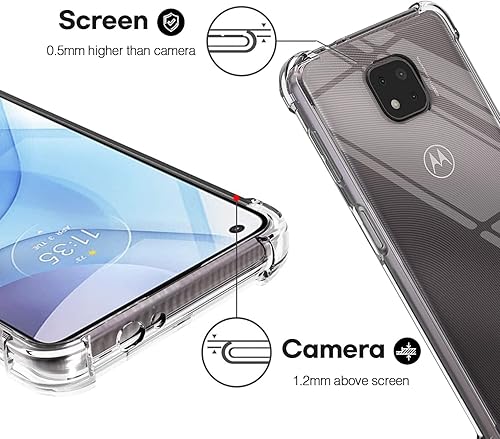 Miniatura 4 de KIOMY Funda transparente para Motorola Moto G Power 2021 con 2 protectores de pantalla de vidrio templado, parte trasera híbrida de policarbonato