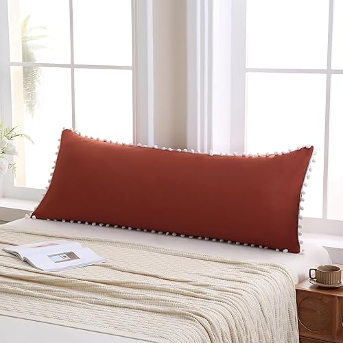 Miniatura 194 de Blue Body Pillow Cover Shabby Chic Long Pillow Case Cover Navy Blue Pom Poms Fringe Body Pillow case with Pocket Closure 20x54 inches(Body,Navy Blue)