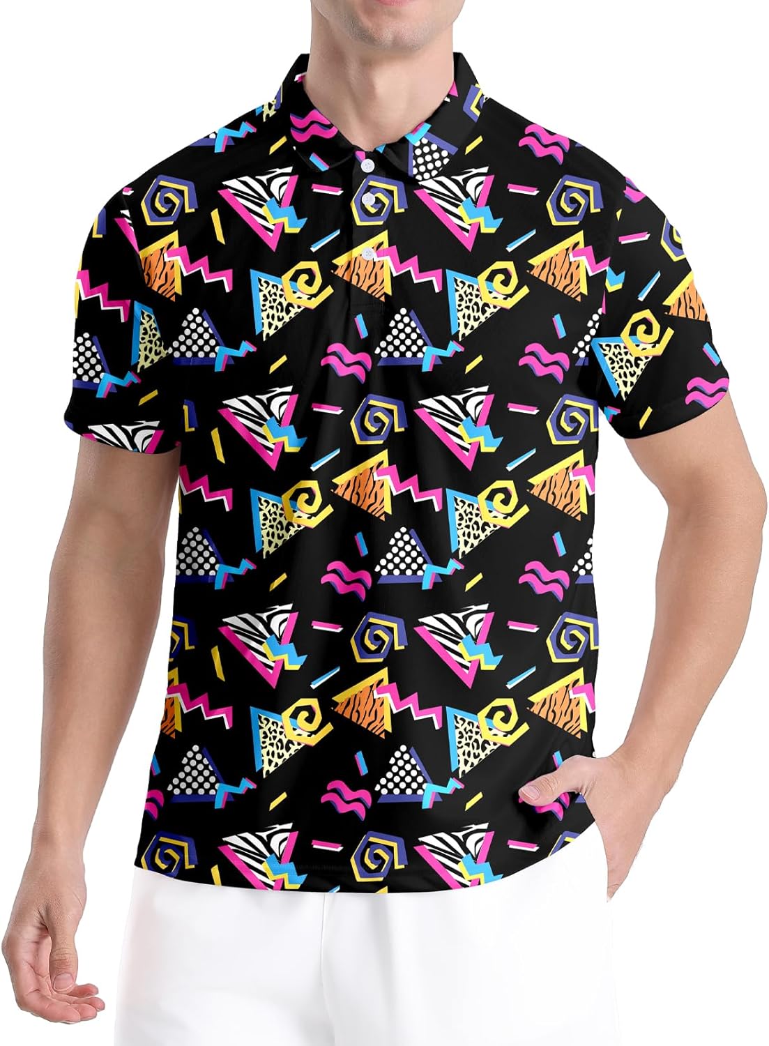 Men's Classic 80s Golf Shirt 90s Short Sleeve Casual Comfort