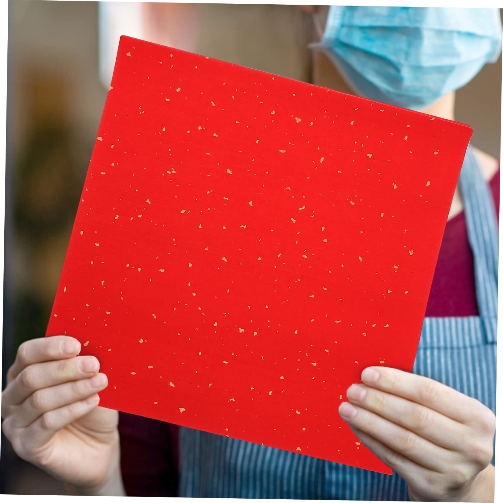 AUTSUPPL 40 Sheets of Rice Paper Red Xuan Square for Chinese Calligraphy Wedding Housewarming Christmas Decor