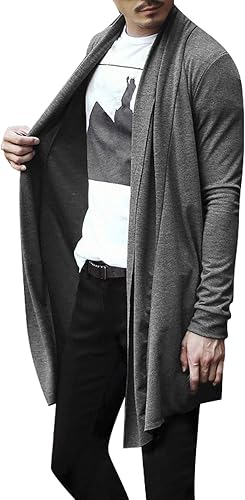 Miniatura 3 de uxcell Men's Shawl Collar Cardigan Drape Cape Lightweight Long Length Knit Sweaters