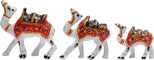 Estatua tradicional india de Rajasthani, estatua de escultura, mesa, hogar, oficina, fiesta, decoración y regalo (juego de 3, camello)