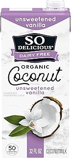 So Delicious Dairy Free Shelf-Stable Coconutmilk, Unsweetened, Vanilla, Vegan, Non-GMO Project Verified, 1 Quart