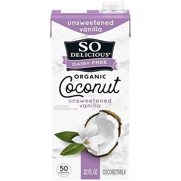 So Delicious Dairy Free Shelf-Stable Coconutmilk, Unsweetened, Vanilla, Vegan, Non-GMO Project Verified, 1 Quart 1
