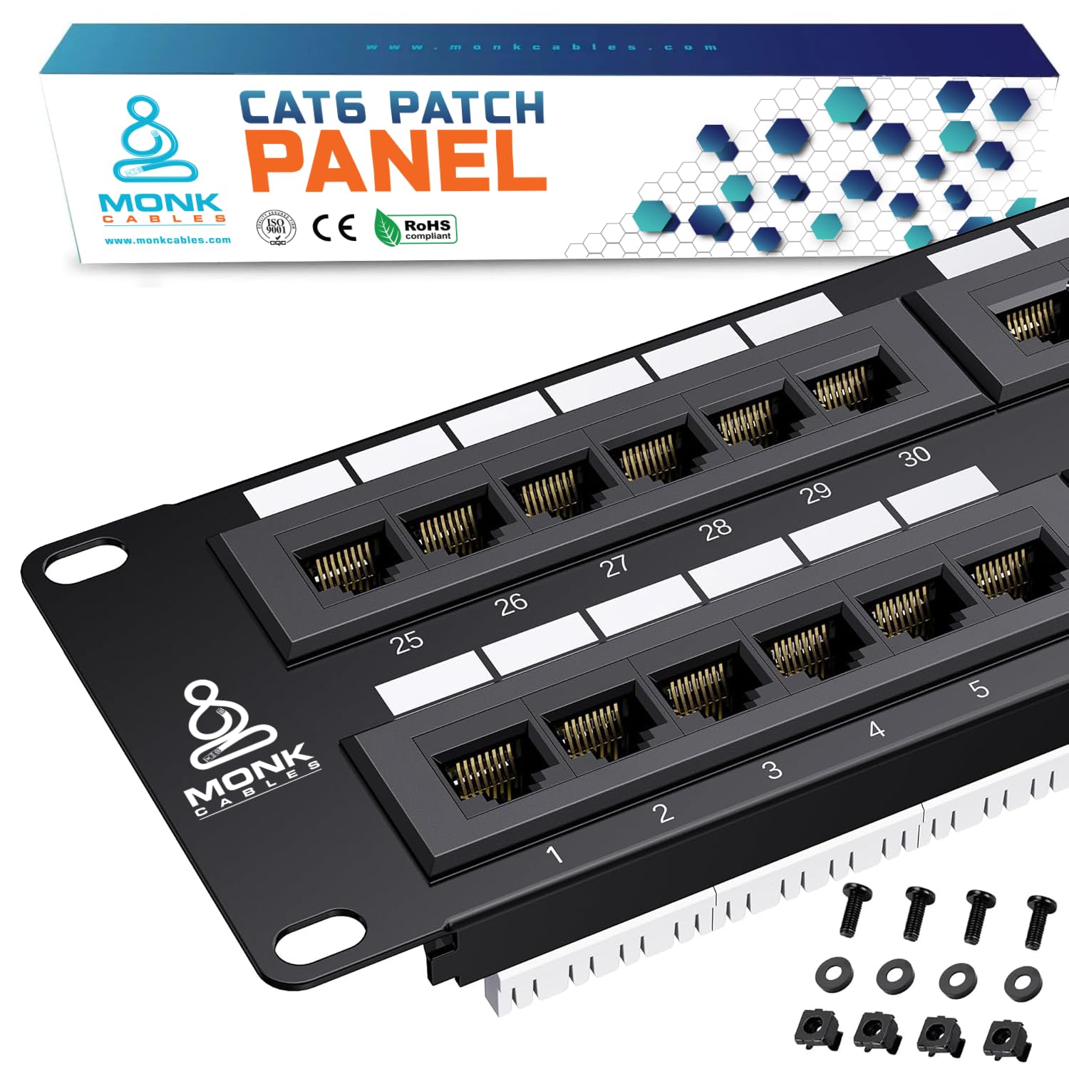 MONK CABLES | CAT6 Patch Panel | Puchdown | 48 Port