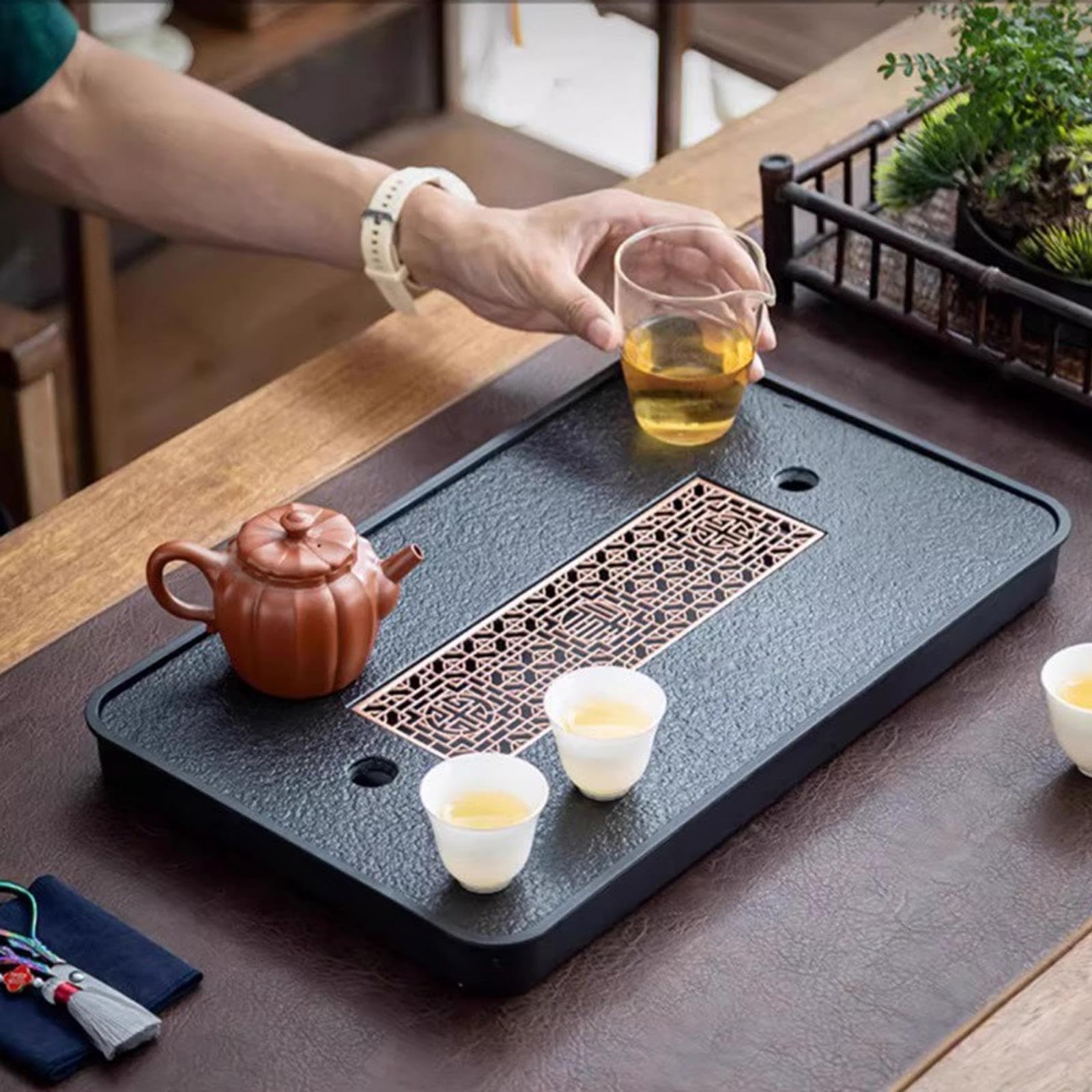 Bandeja de Goteo Piedra para Té Bandeja Multiuso Grande Desmontable