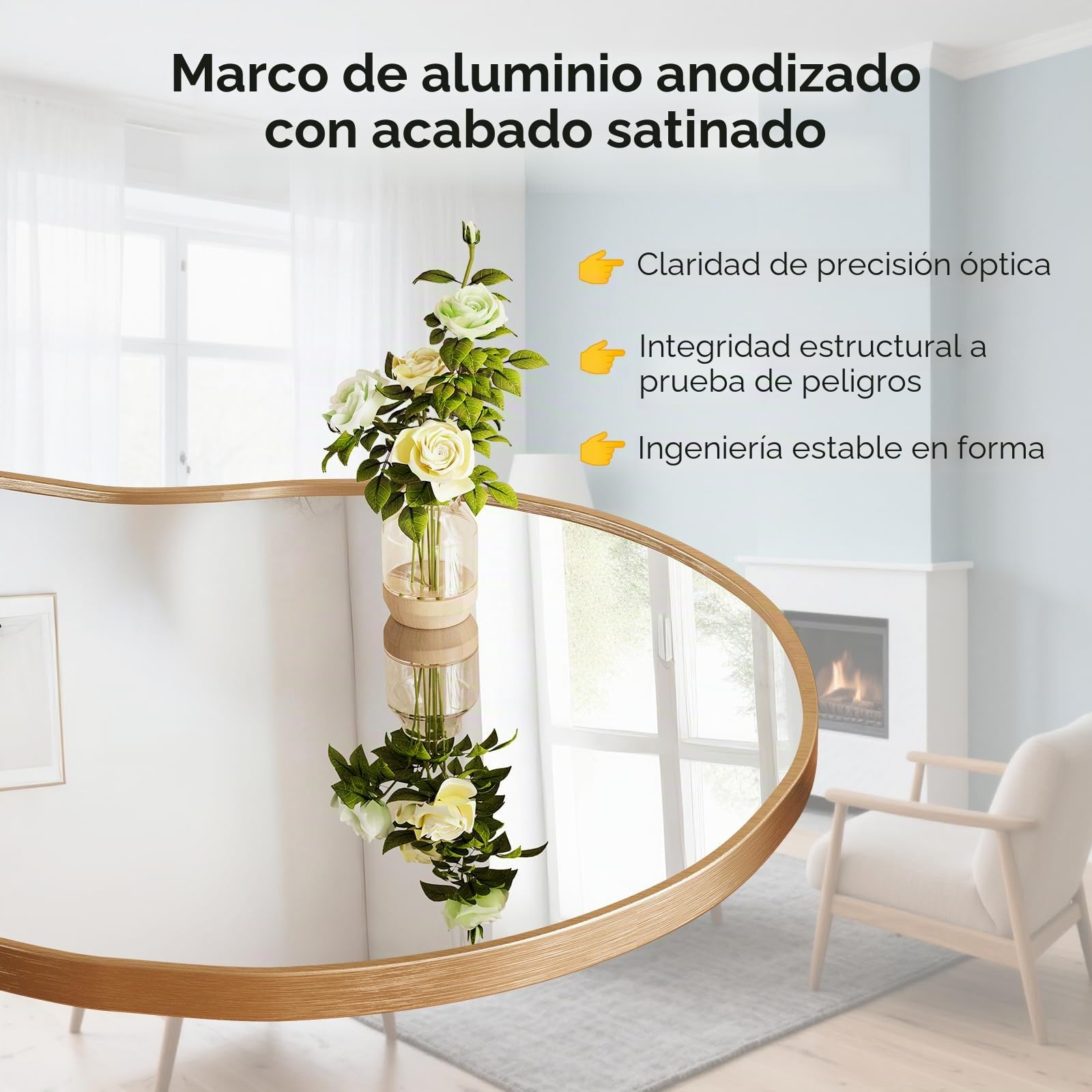 Clevich Espejo de Pared Irregular con Aluminio - único diseño de Marco en Forma de Nube - Espejos Decorativos de Pared Elegante y Moderno - para Sala de Estar, baño, Dormitorio (Dorado, 66x116cm)