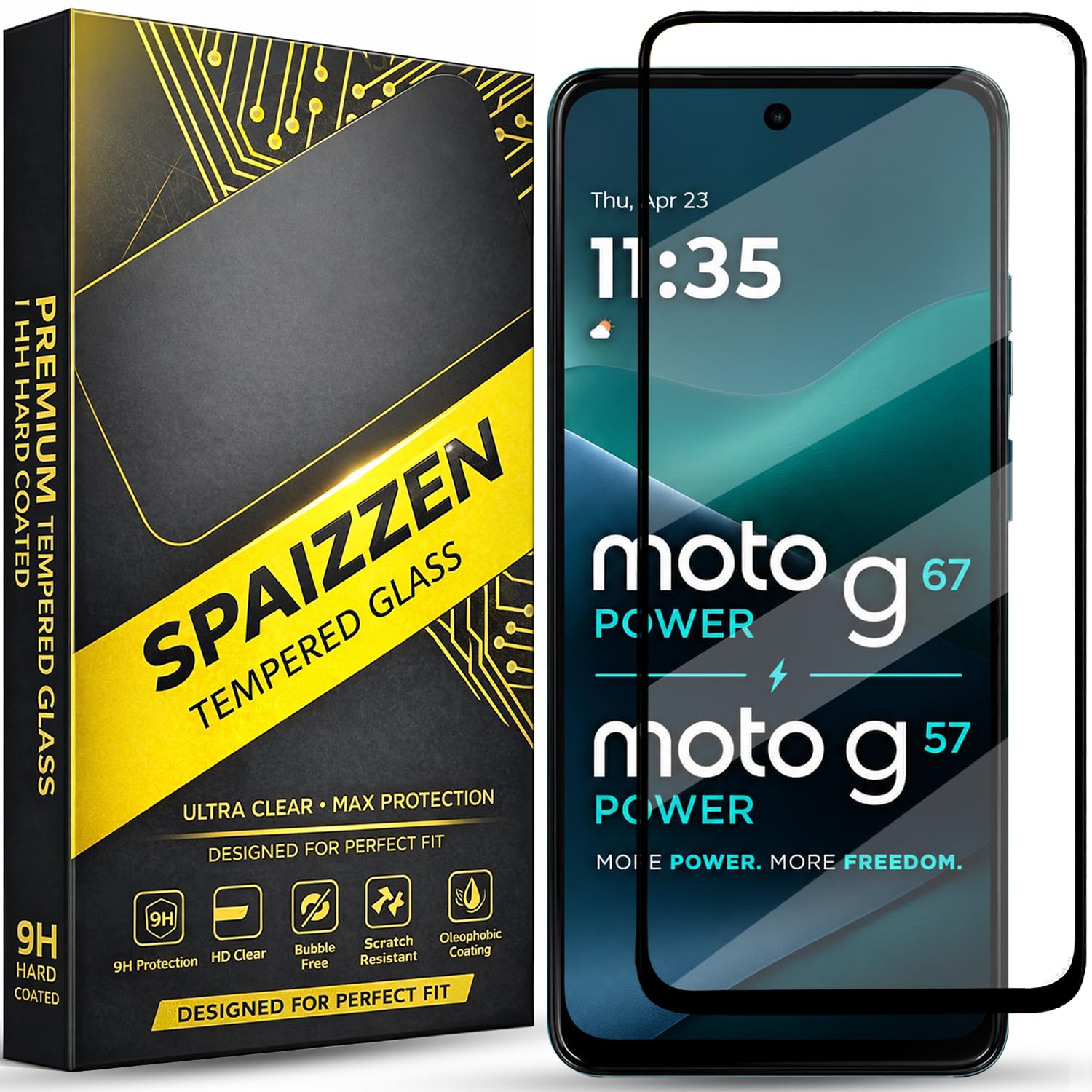 Military-Grade Tempered Glass Screen Protector Compatible for Motorola Moto G67 Power/G57 Power 5G with Edge to Edge Coverage and Easy Self Installation kit-image-48