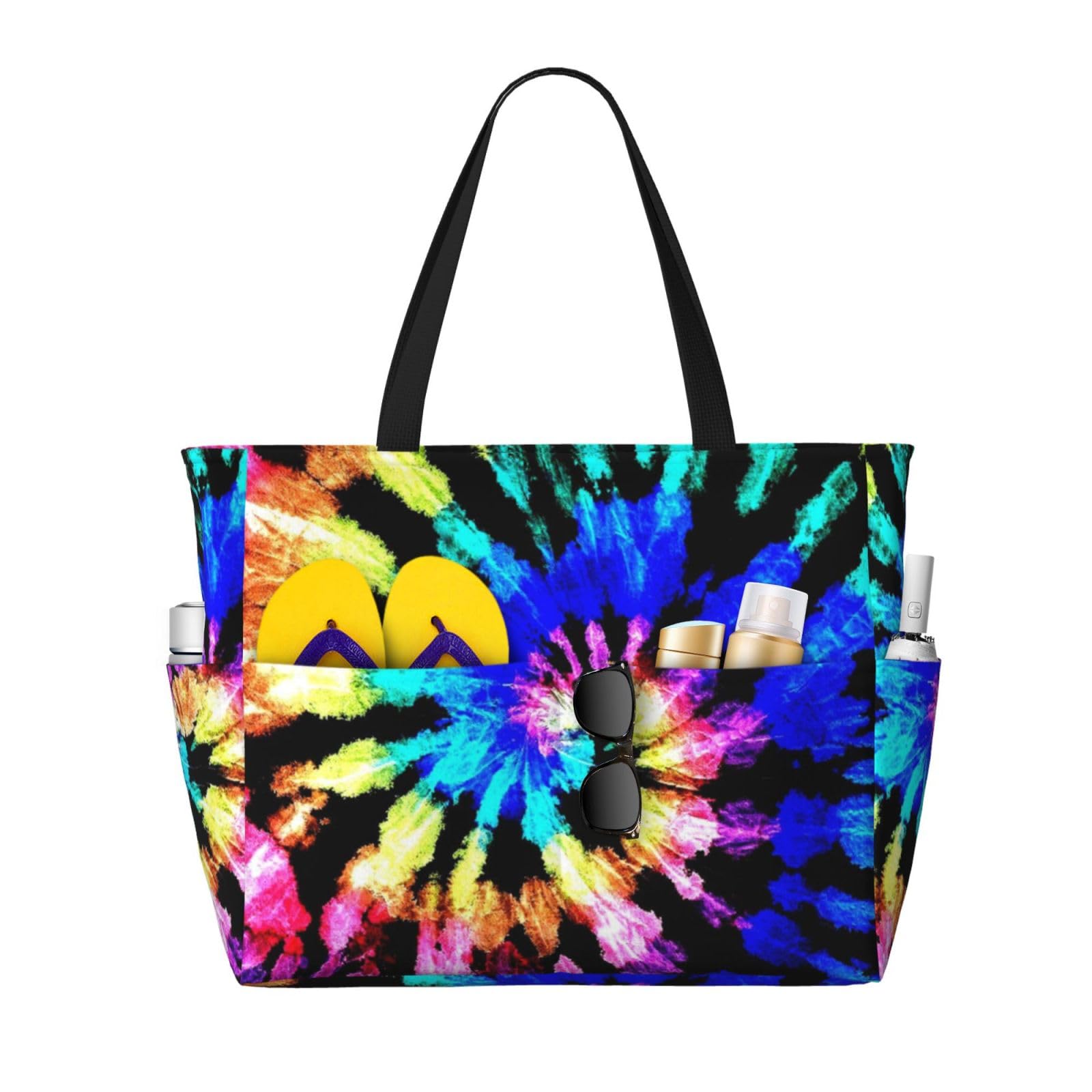 AABSTBFM Exotic Tribe Tie Dye Style Printed Beach Tote Bag Shopping Bags - Reusable Shoulder Bag Grocery Bags Shopper Handbag Toy Bag For Work School Travel Beach