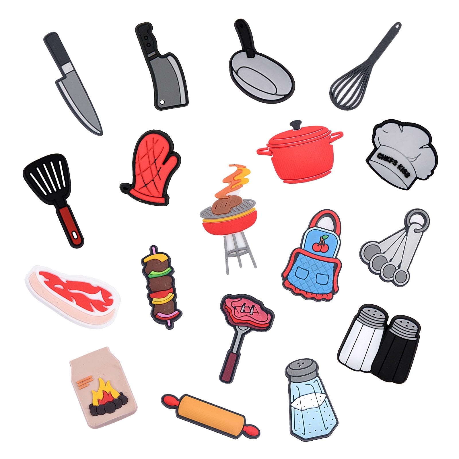 18PCS Kitchen Theme Shoe Charms Cooking Chef Shoe Accessories for Sandals Bracelet Wristband Funny DIY Gifts Party Favors Supplies