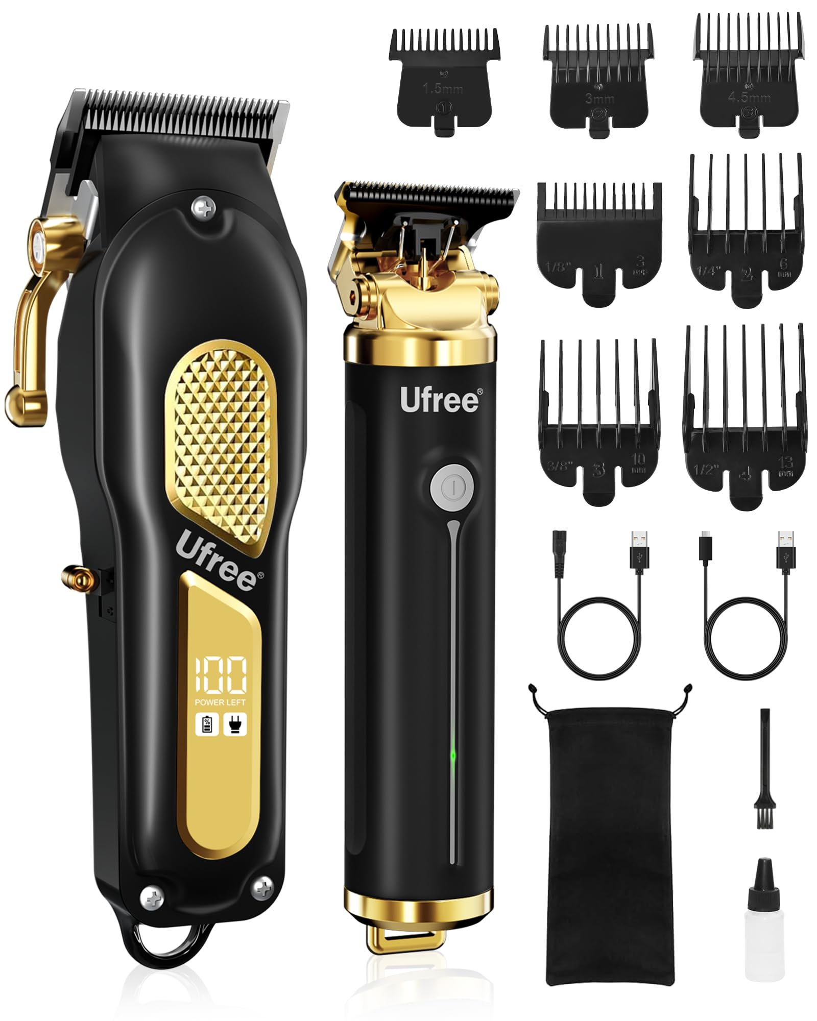 Ufree Hair Clippers for Men, Clippers and Trimmers Set, Cordless Barber Clippers, Grooming Kit, Gifts for Men
