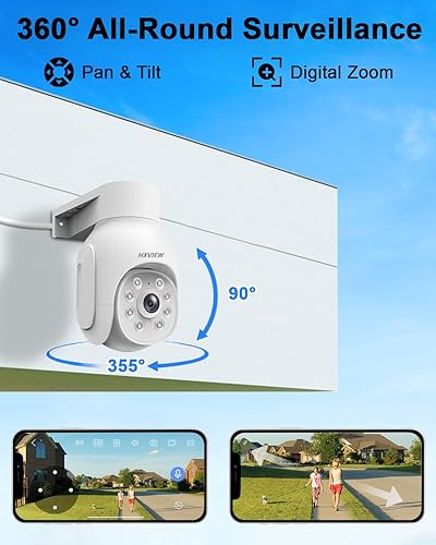 Miniatura 4 de Cámara de seguridad solar inalámbrica para exteriores, cámara alimentada por batería de 4MP 360, cámara PTZ WiFi con detección de movimiento PIR,