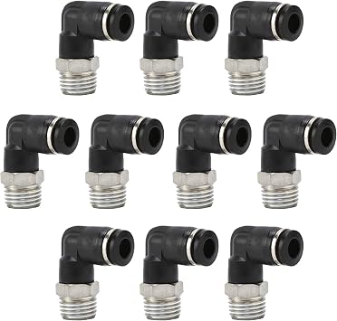 AuInn Pack of 10 Push to Connect Air Fittings 6mm Tube OD x 1/4" NPT Thread Quick Connect Fittings, 90 Degree Elbow Male Fittings