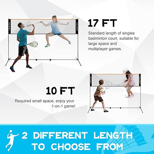 Vista 3 de Red de voleibol de pickleball para exteriores, altura ajustable, 17 pies/10 pies x 7.2 pies, red de bádminton para patio trasero, tenis, portátil