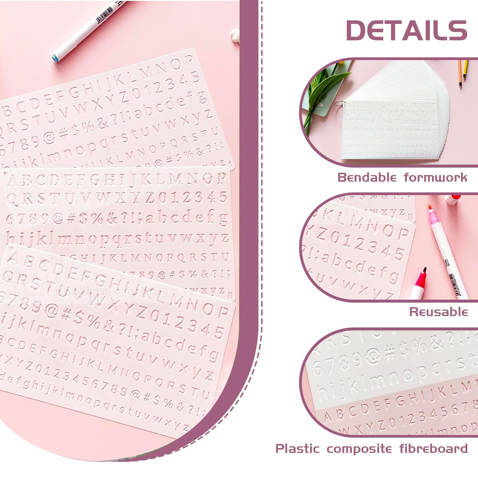 35 Pezzi Piccoli Numeri e Lettere Stencil in Plastica per Progetti Fai da Te, Stencil Lettere, Stencil Lettere (9,8 x 5,9 pollici)