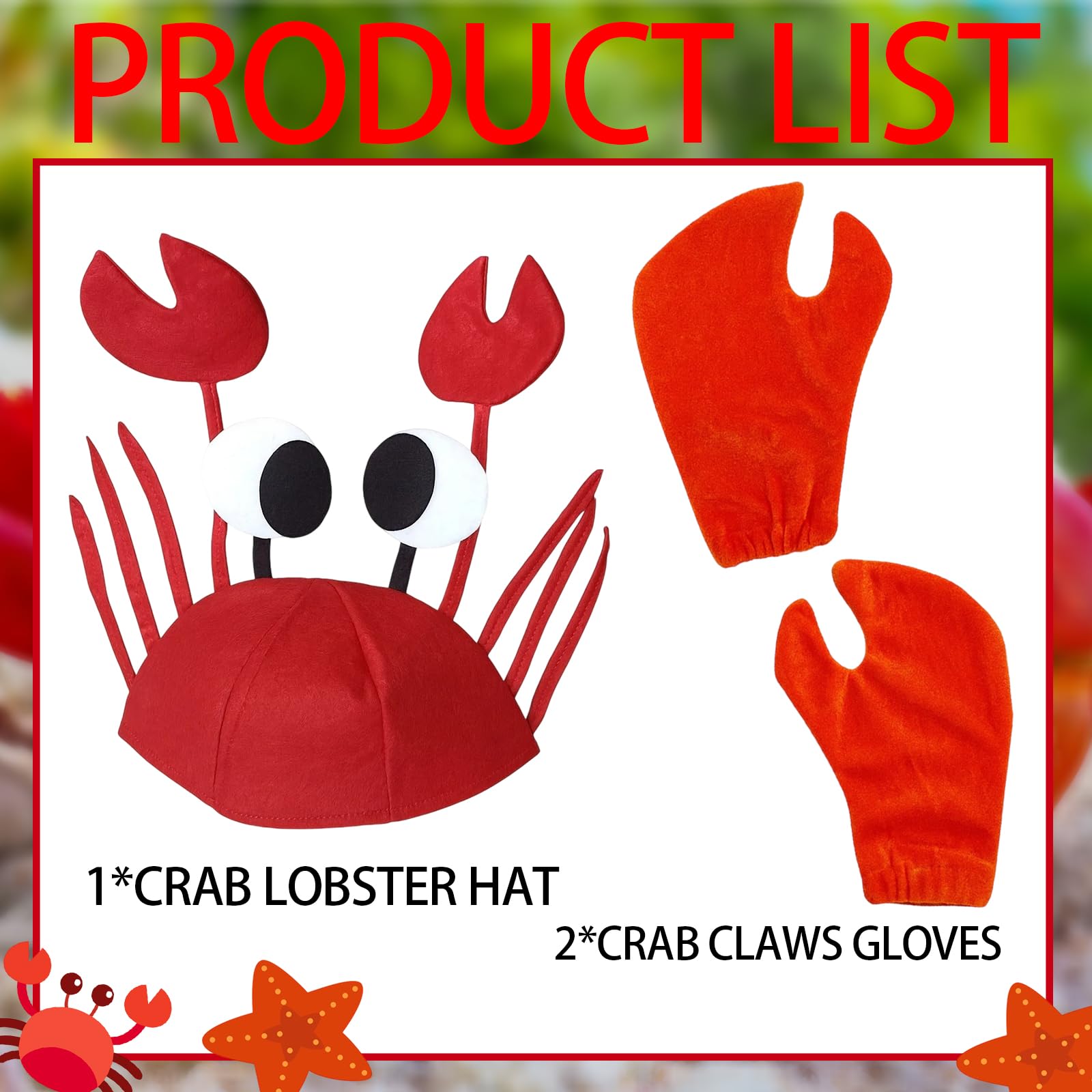 YFHUVB Lobster Costume, Under The Sea Costumes 2-Piece Crab Outfit With Hat And Gloves - Image 3