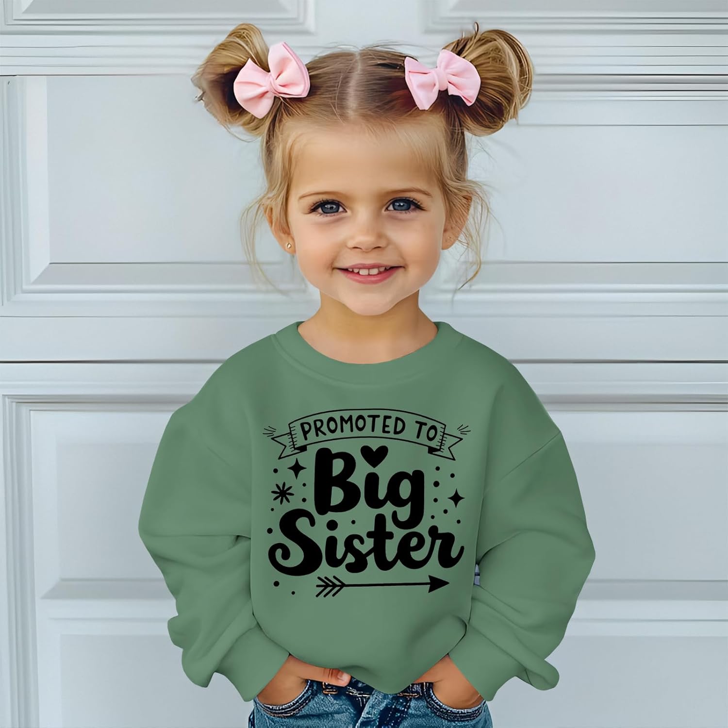 BOUTIKOME Toddler Promoted to Big Sister Sweatshirt Baby Girl Big Sis Pullover Crewneck Shirts Fall Top Announcement Clothes - Image 3