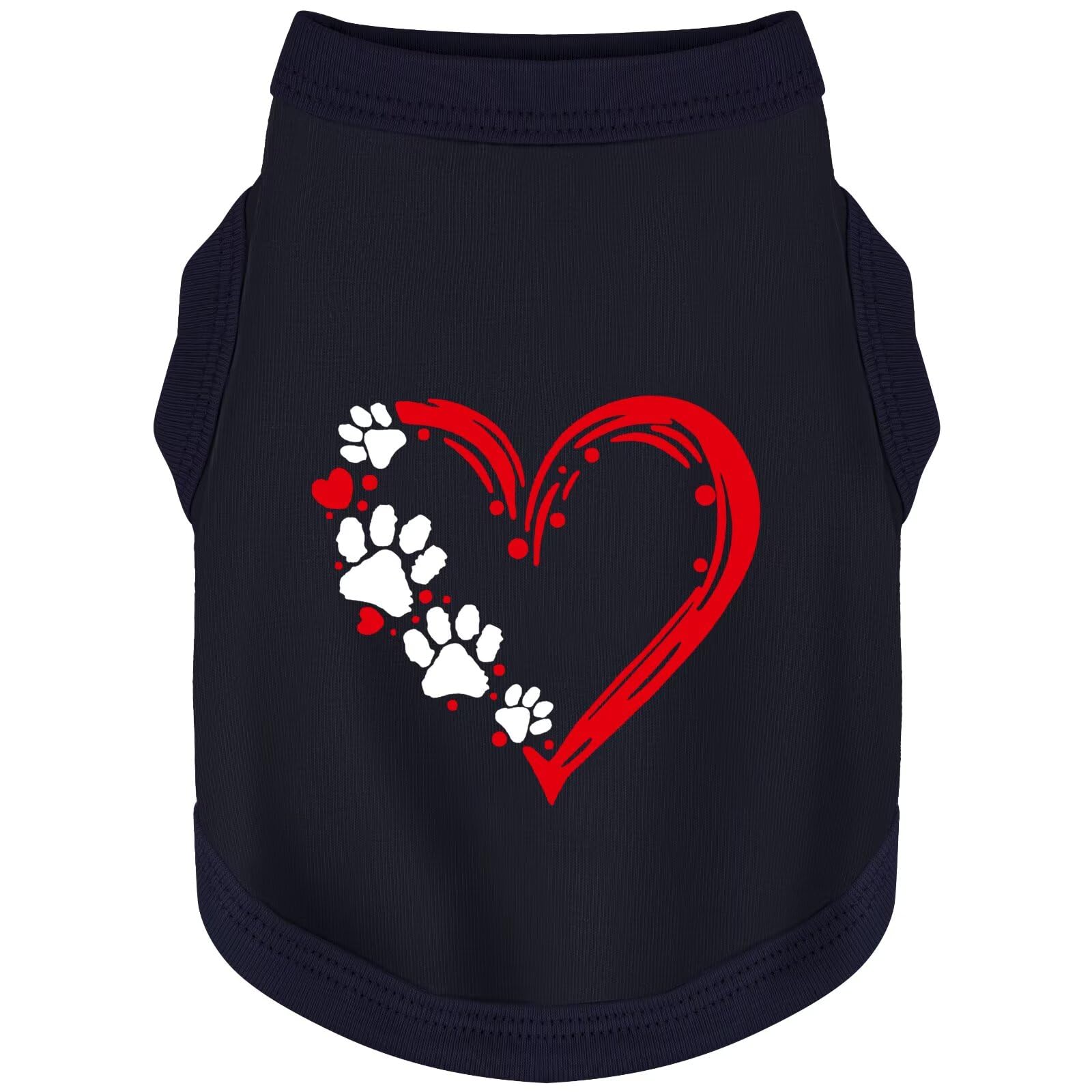 Discover Cozy Sleeveless Canine Wear: Soft, Lightweight, and Breathable Cotton Dog Shirt Featuring Heart and Paw Graphics. Vest Tank Top is Ideal for Small, Medium, and Large Breeds Dark Blue M