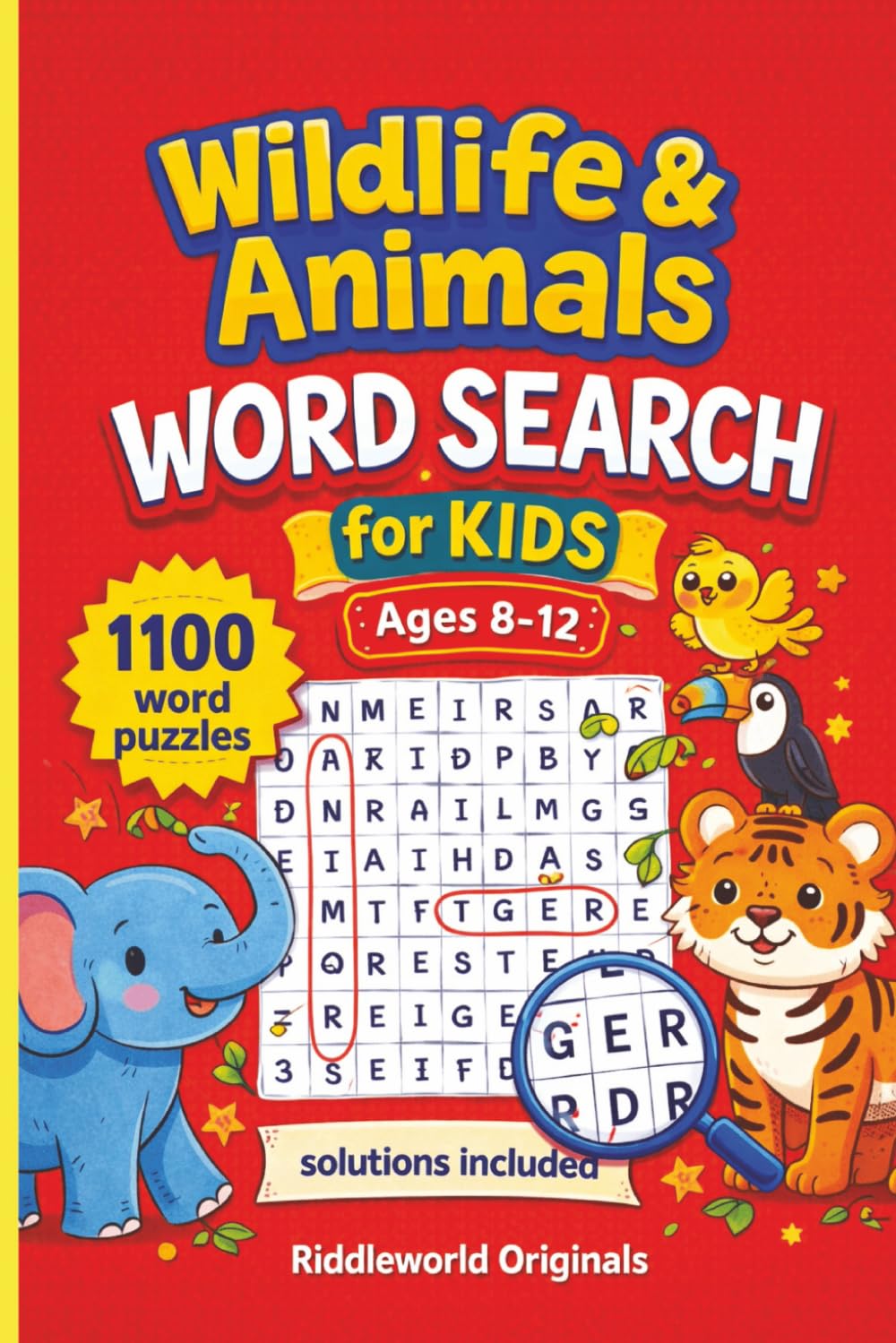 Wildlife & Animals Word Search for Kids Ages 8-12: 1100 words puzzles activity book with solutions included