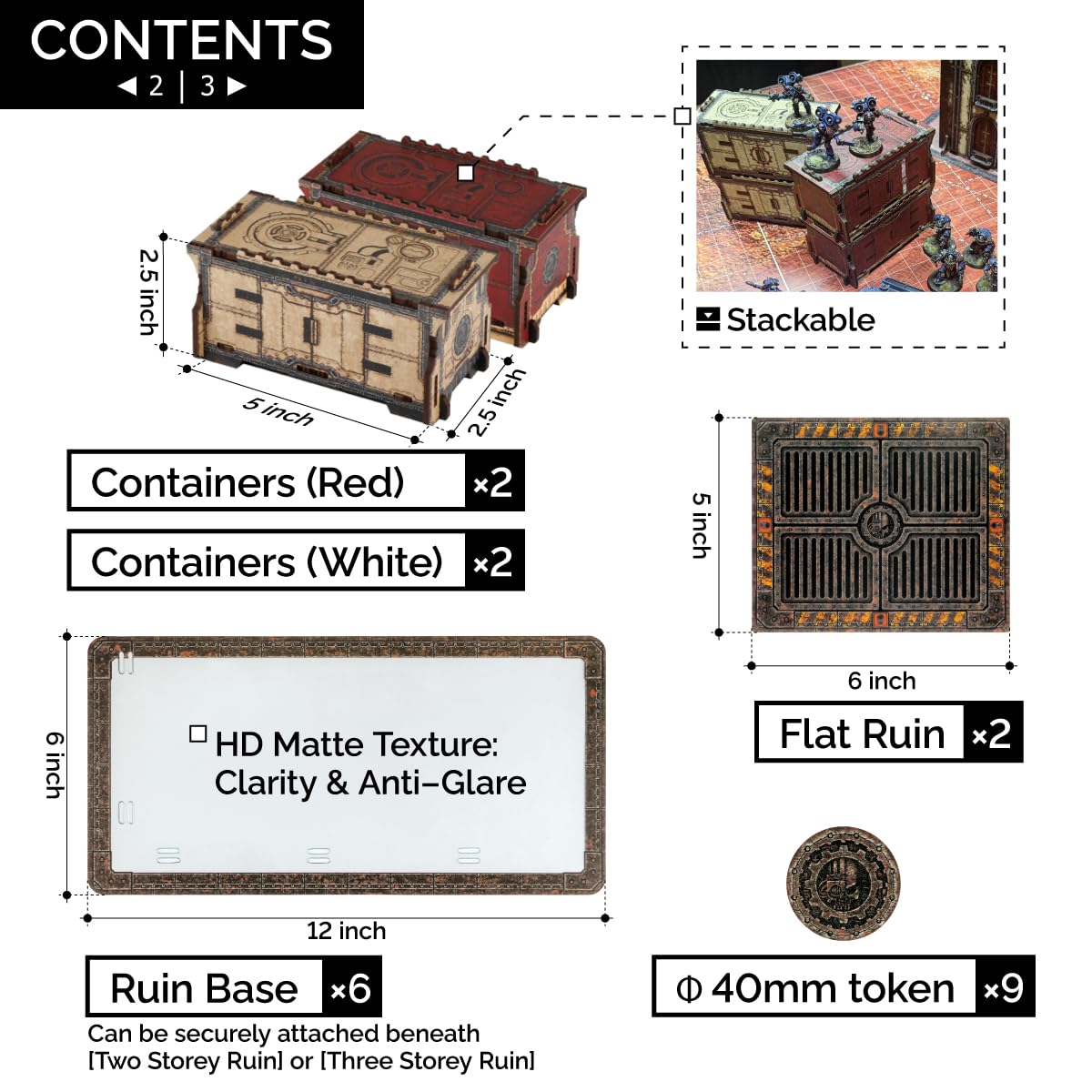 Jucoci Battlezone Creation Kit zestaw 15 sztuk, do teren, teren, gry, kompatybilny z WH40K
